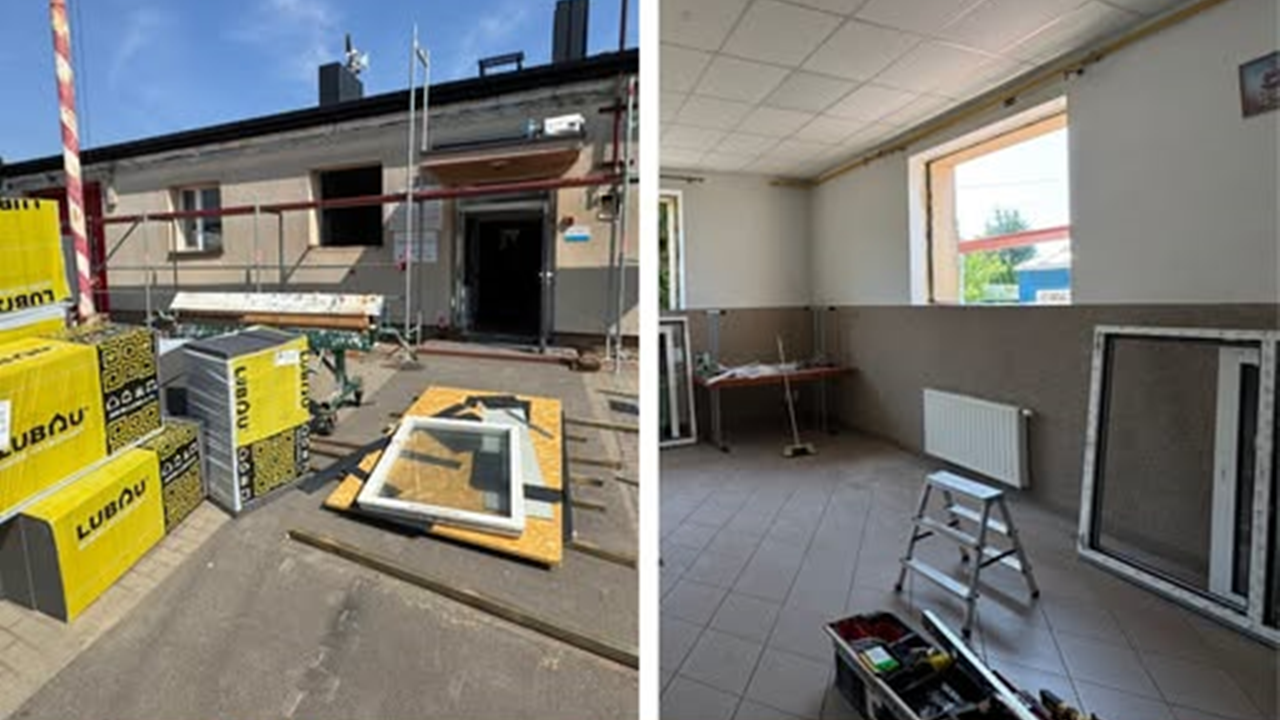 Modernizacja OSP Łomna. realizowane są prace