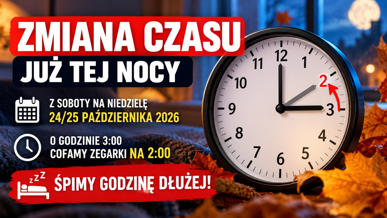 Zmiana czasu już tej nocy. W niedzielę śpimy godzinę dłużej