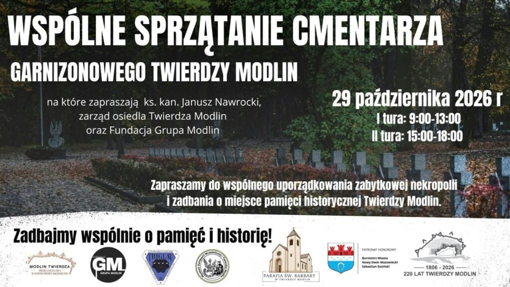 Wspólne sprzątanie cmentarza w Twierdzy Modlin. Mieszkańcy mogą włączyć się w akcję